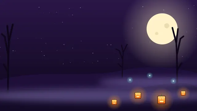Haunted Hollow event art: a moonlit forest with pumpkins